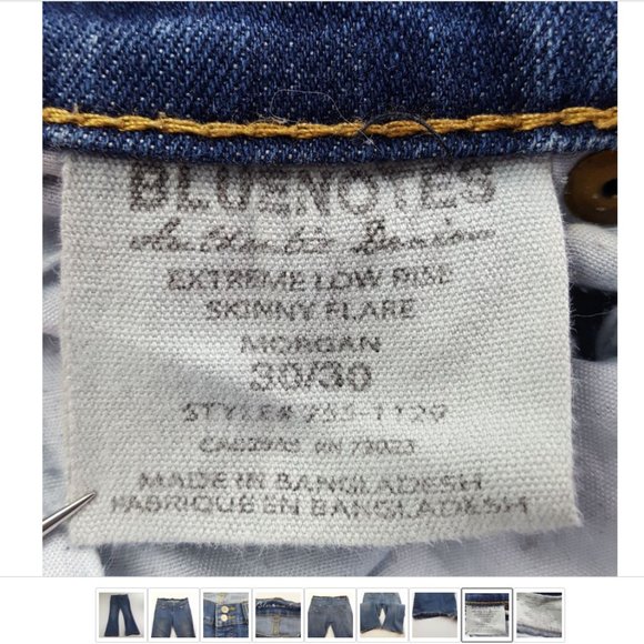 Bluenotes Denim Jeans Blue Distressed Women 30|30 Low Rise bootCut Skinny Flare - Picture 8 of 9